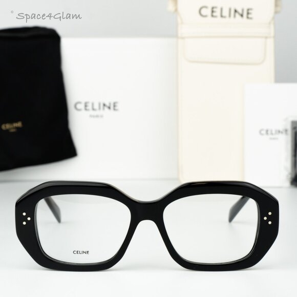 Celine Women Eyeglasses Black Demo Rectangle CL50156I 3 DOTS 001 NEW AUTHENTIC - Picture 3 of 8